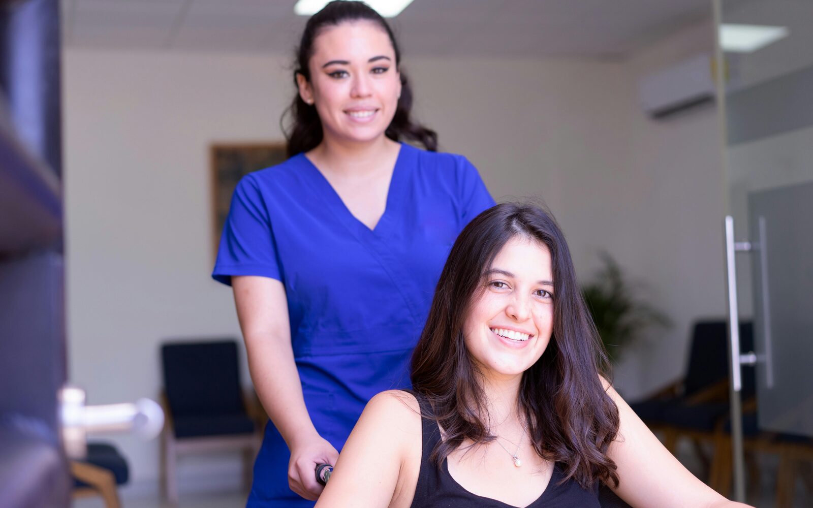 Clinician caring for a patient in the clinic