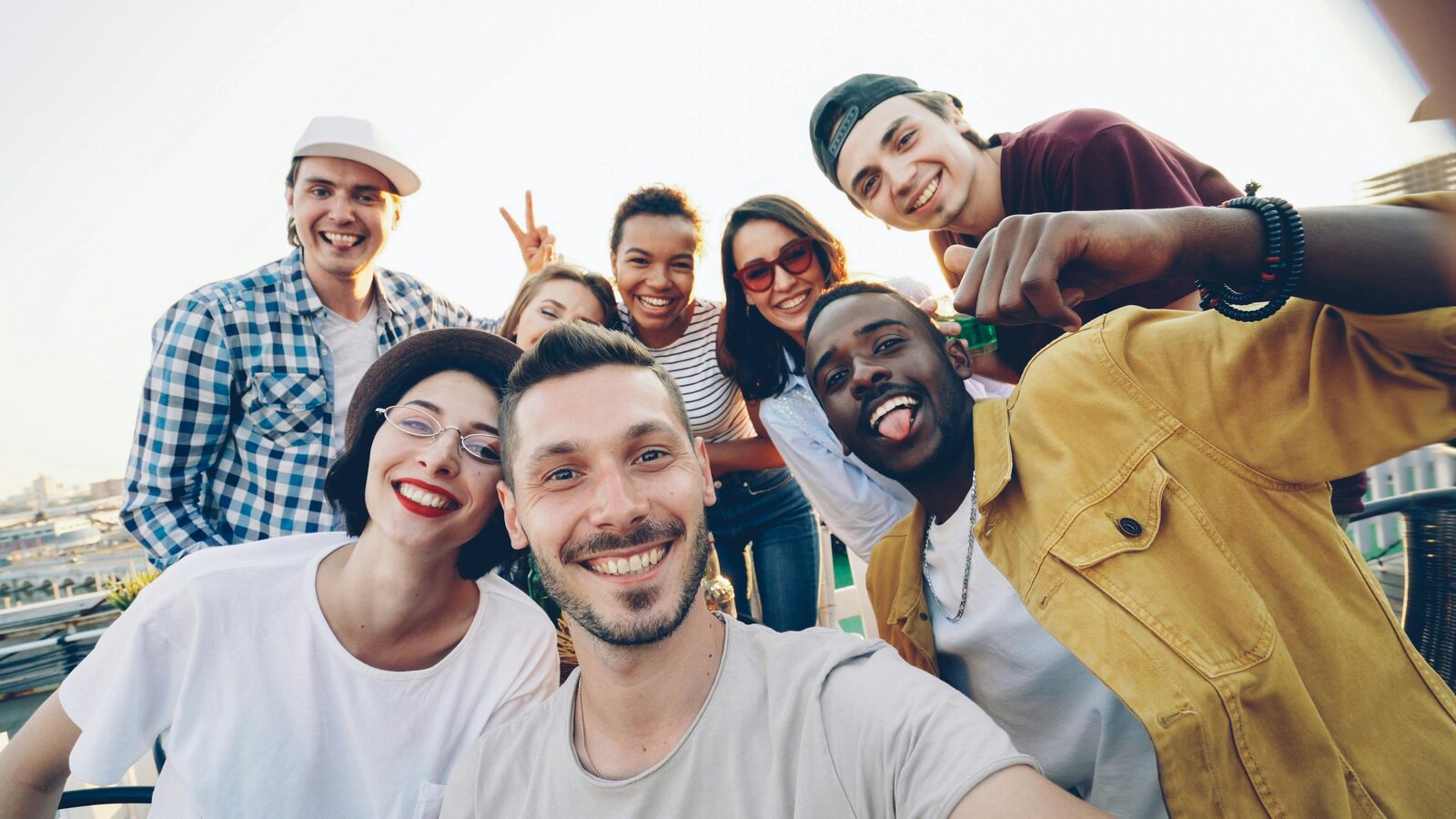 Group of diverse friends smiling together