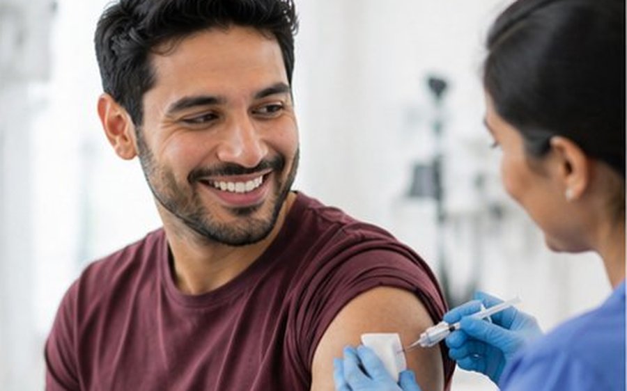 Patient receiving treatment from a clinician